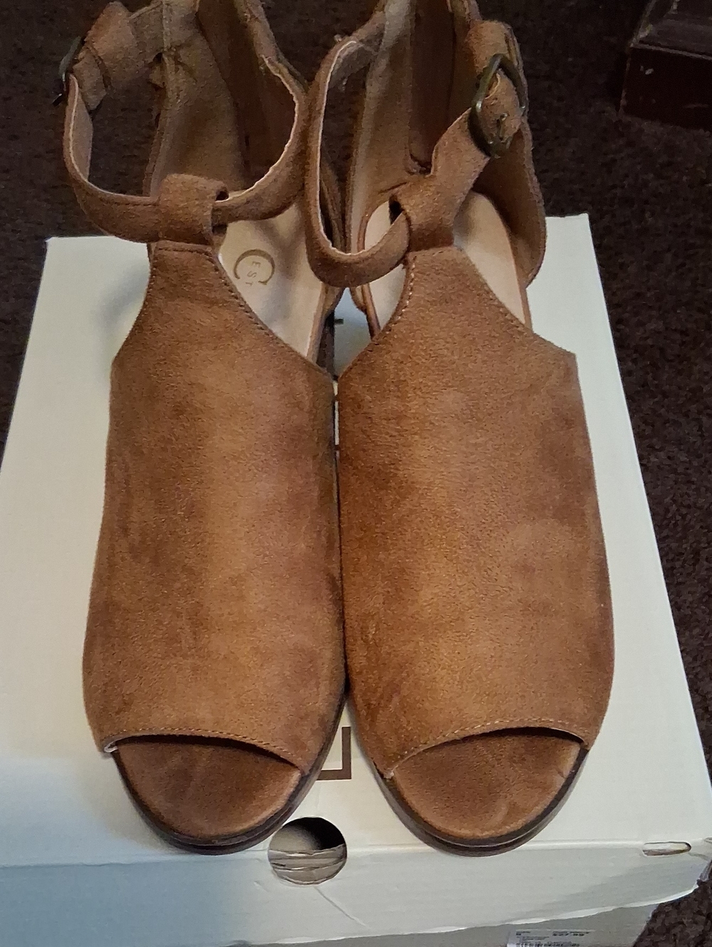 Women's Open-Toe Suede Ankle Strap Sandals - Tan
